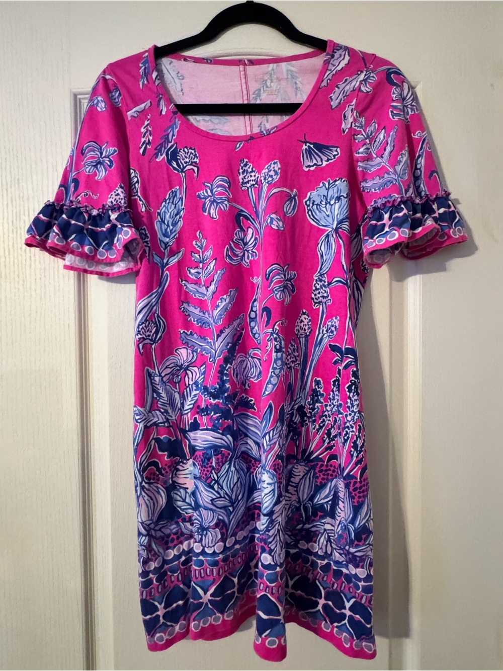 Lilly Pulitzer Hot Pink & Blue Floral Shift Dress